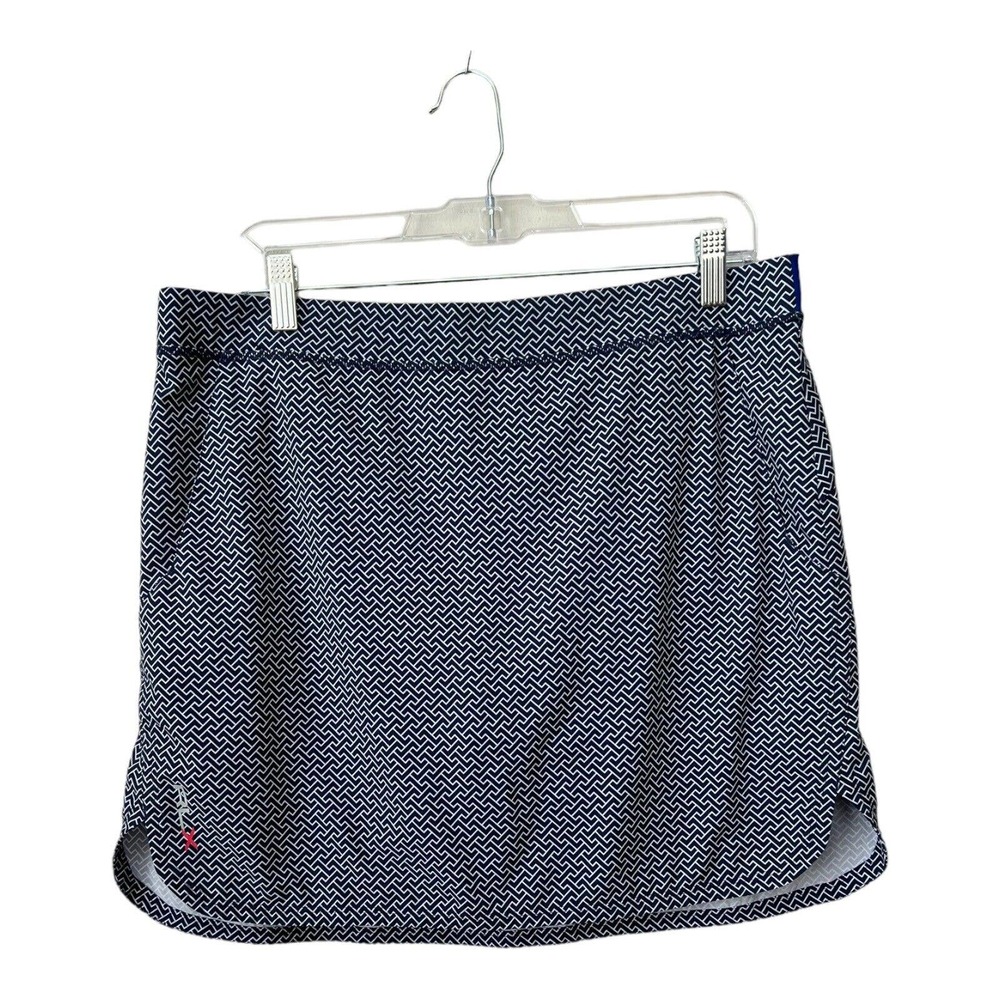 RLX Ralph Lauren Women's Golf Tennis Skort Pockets Navy White Geometric Size L